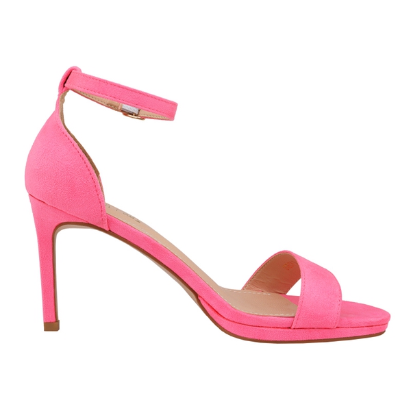 High Heel Pump Sandals - NEON PINK SUEDE - 2